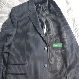 Ralph Lauren 42r suit Black with pinstripe LNC